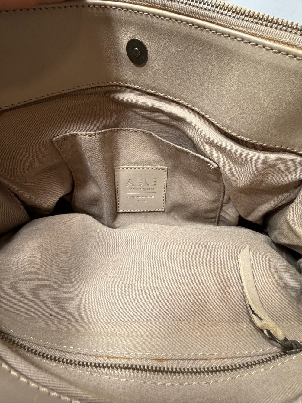 ABLE Classic Structured Tote Bag in Taupe comes with strap - Picture 7 of 7